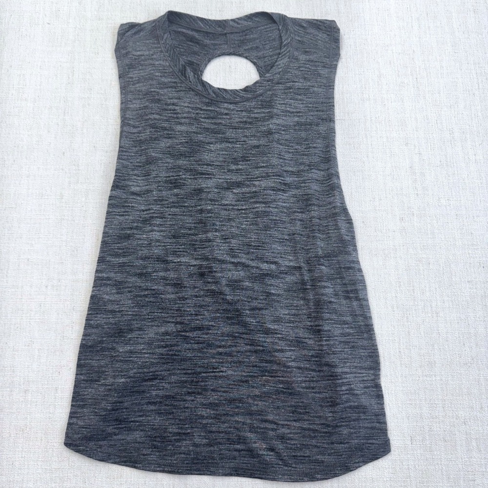 Lululemon All Tied Up Tank Top Space Dye Grey Open Back Keyhole Yoga Training 4